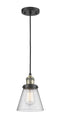 Innovations Lighting Small Cone 1-100 watt 6 inch Black Antique Brass Mini Pendant  Seedy glass 201CBABG64