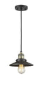 Innovations Lighting Railroad 1-100 watt 8 inch Black Antique Brass Mini Pendant  Matte Black Railroad shades  201CBABM6