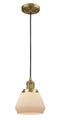 Innovations Lighting Fulton 1-100 watt 7 inch Brushed Brass Mini Pendant  Matte White Cased glass 201CBBG171