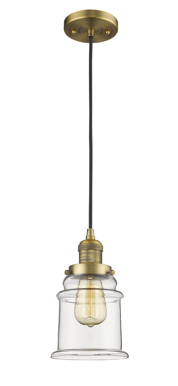 Innovations Lighting Canton 1-100 watt 6.5 inch Brushed Brass Mini Pendant  Clear glass 201CBBG182