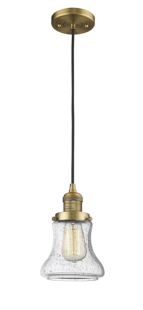 Innovations Lighting Bellmont 1-100 watt 6.5 inch Brushed Brass Mini Pendant  Seedy glass 201CBBG194