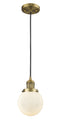 Innovations Lighting Beacon 1-100 watt 6 inch Brushed Brass Mini Pendant  Matte White Cased glass 201CBBG2016