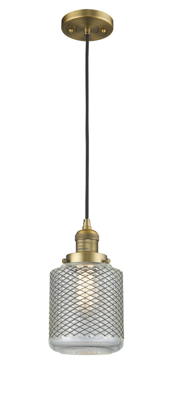 Innovations Lighting Stanton 1-100 watt 6 inch Brushed Brass Mini Pendant  Vintage Wire Mesh glass 201CBBG262