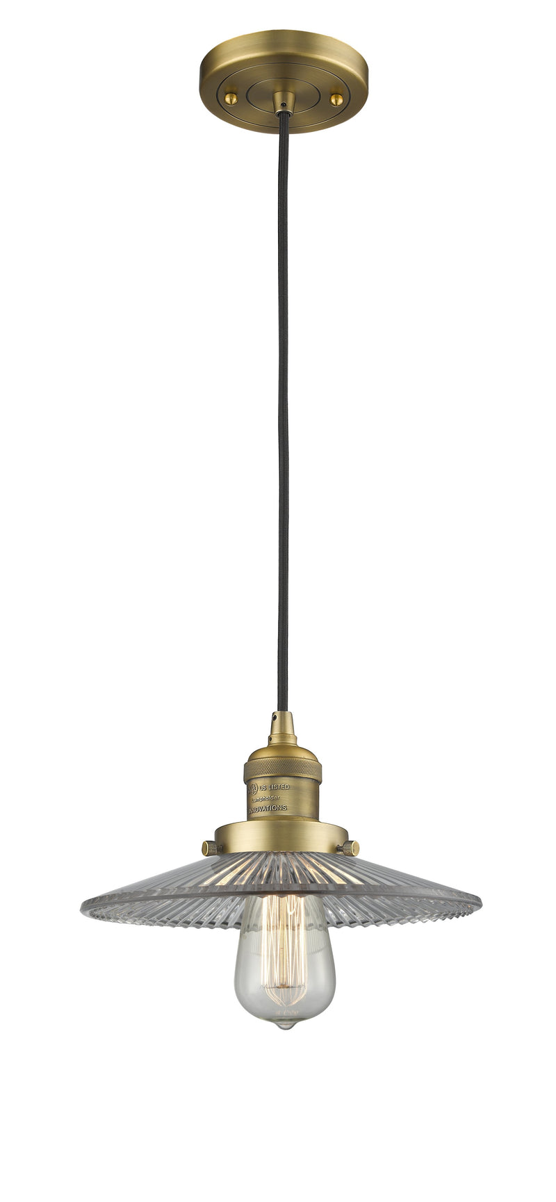 Innovations Lighting Halophane 1-100 watt 10 inch Brushed Brass Mini Pendant  Halophane glass 201CBBG2