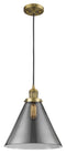 Innovations Lighting X-Large Cone 1-100 watt 12 inch Brushed Brass Mini Pendant  Smoked glass 201CBBG43L