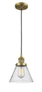 Innovations Lighting Large Cone 1-100 watt 8 inch Brushed Brass Mini Pendant  Seedy glass 201CBBG44