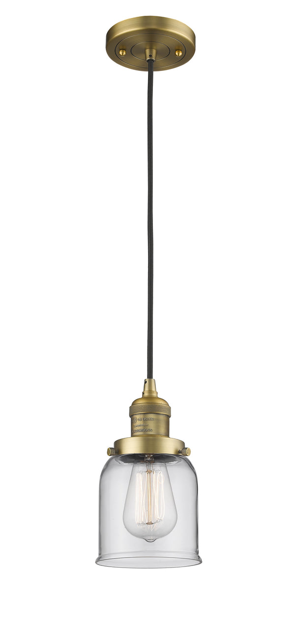 Innovations Lighting Small Bell 1-100 watt 5 inch Brushed Brass Mini Pendant  Clear glass 201CBBG52