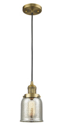 Innovations Lighting Small Bell 1-100 watt 5 inch Brushed Brass Mini Pendant  Silver Plated Mercury glass 201CBBG58