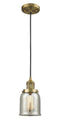 Innovations Lighting Small Bell 1-100 watt 5 inch Brushed Brass Mini Pendant  Silver Plated Mercury glass 201CBBG58