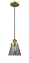 Innovations Lighting Small Cone 1-100 watt 6 inch Brushed Brass Mini Pendant  Smoked glass 201CBBG63