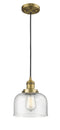 Innovations Lighting Large Bell 1-100 watt 8 inch Brushed Brass Mini Pendant  Seedy glass 201CBBG74