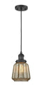 Innovations Lighting Chatham 1-100 watt 6 inch Black Mini Pendant  Mercury Fluted glass 201CBKG146