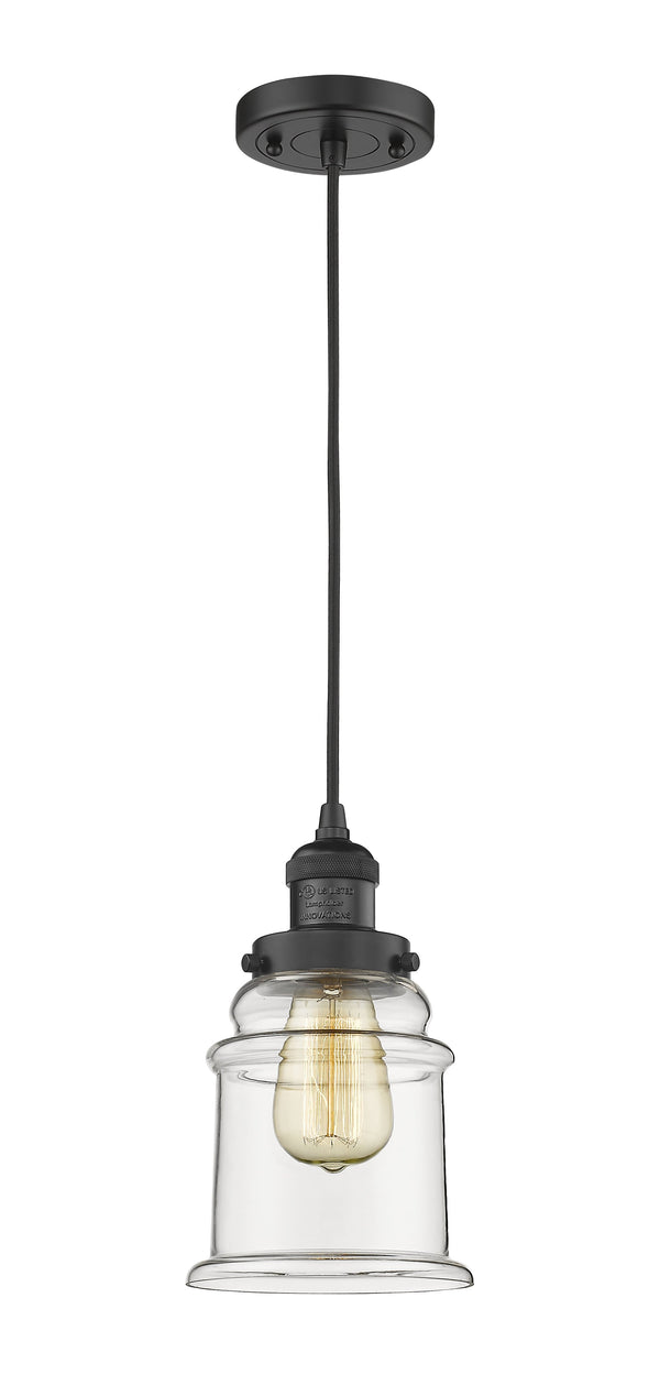 Innovations Lighting Canton 1-100 watt 6.5 inch Black Mini Pendant  Clear glass 201CBKG182