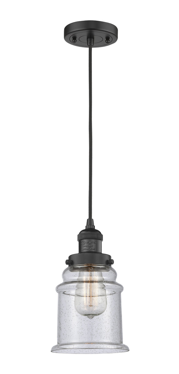 Innovations Lighting Canton 1-100 watt 6.5 inch Black Mini Pendant  Seedy glass 201CBKG184