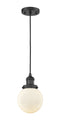 Innovations Lighting Beacon 1-100 watt 6 inch Black Mini Pendant  Matte White Cased glass 201CBKG2016