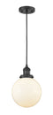 Innovations Lighting Beacon 1-100 watt 8 inch Black Mini Pendant  Matte White Cased glass 201CBKG2018