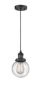 Innovations Lighting Beacon 1-100 watt 6 inch Black Mini Pendant  Seedy glass 201CBKG2046