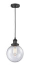 Innovations Lighting Beacon 1-100 watt 8 inch Black Mini Pendant  Seedy glass 201CBKG2048