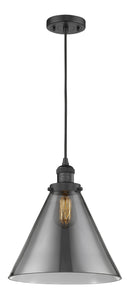 Innovations Lighting X-Large Cone 1-100 watt 12 inch Black Mini Pendant  Smoked glass 201CBKG43L