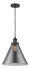 Innovations Lighting X-Large Cone 1-100 watt 12 inch Black Mini Pendant  Smoked glass 201CBKG43L