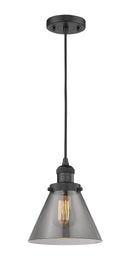 Innovations Lighting Large Cone 1-100 watt 8 inch Black Mini Pendant  Smoked glass 201CBKG43