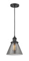 Innovations Lighting Large Cone 1-100 watt 8 inch Black Mini Pendant  Smoked glass 201CBKG43