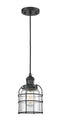 Innovations Lighting Small Bell Cage 1-100 watt 8 inch Black Mini Pendant  Clear glass 201CBKG52CE