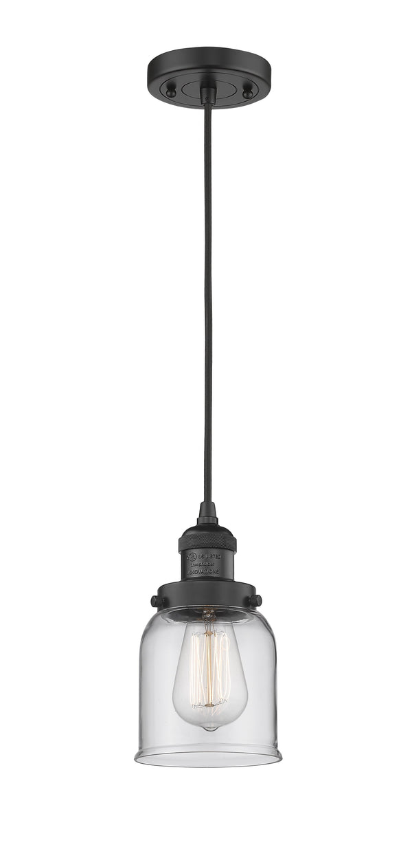 Innovations Lighting Small Bell 1-100 watt 5 inch Black Mini Pendant  Clear glass 201CBKG52