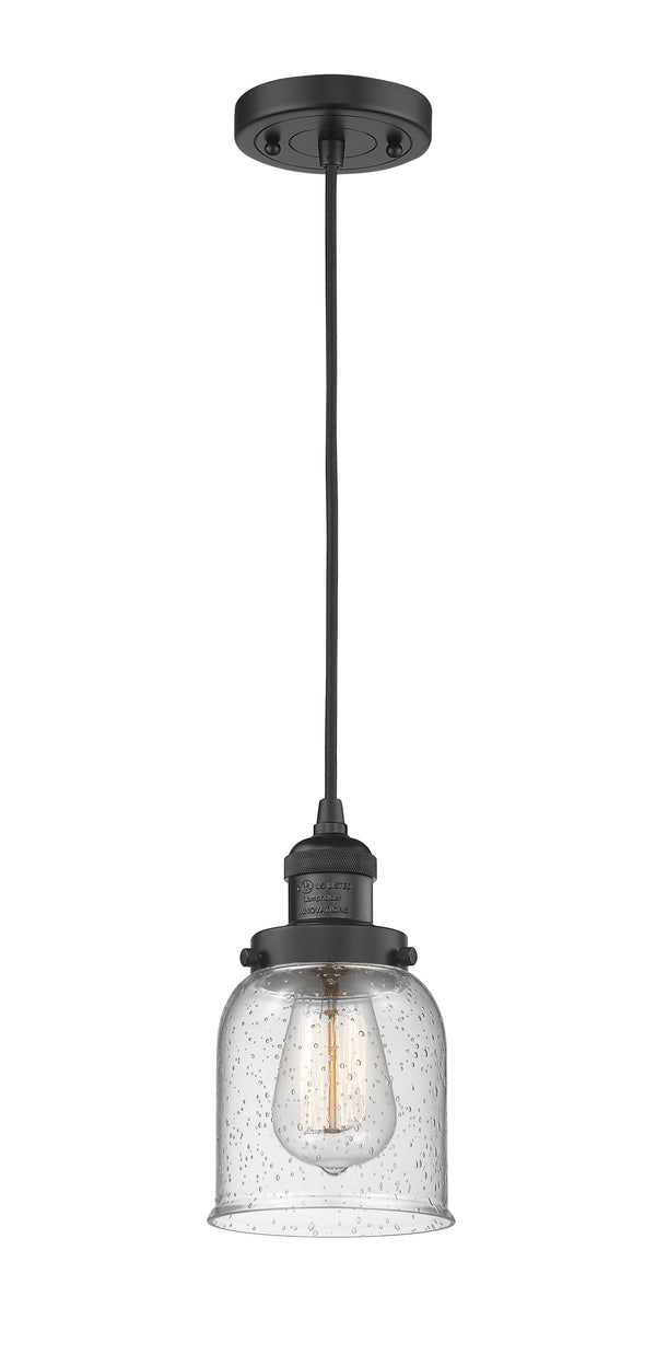 Innovations Lighting Small Bell 1-100 watt 5 inch Black Mini Pendant  Seedy glass 201CBKG54