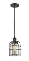 Innovations Lighting Small Bell Cage 1-100 watt 8 inch Black Mini Pendant  Silver Mercury glass 201CBKG58CE