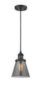 Innovations Lighting Small Cone 1-100 watt 6 inch Black Mini Pendant  Smoked glass 201CBKG63