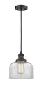 Innovations Lighting Large Bell 1-100 watt 8 inch Black Mini Pendant  Clear glass 201CBKG72