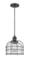 Innovations Lighting Large Bell Cage 1-100 watt 8 inch Black Mini Pendant  Seedy glass 201CBKG74CE