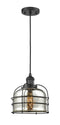 Innovations Lighting Large Bell Cage 1-100 watt 8 inch Black Mini Pendant  Silver Plated Mercury glass 201CBKG78CE