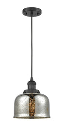 Innovations Lighting Large Bell 1-100 watt 8 inch Black Mini Pendant  Silver Plated Mercury glass 201CBKG78