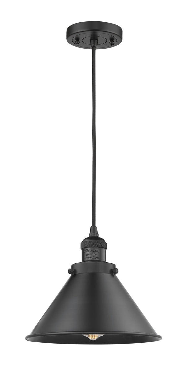 Innovations Lighting Briarcliff 1-100 watt 10 inch Matte Black Mini Pendant  Matte Black Briarcliff shades  201CBKM10BK