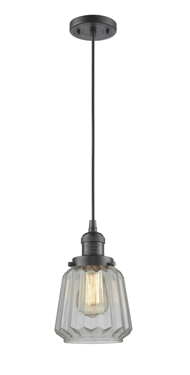 Innovations Lighting Chatham 1-100 watt 6 inch Oil Rubbed Bronze Mini Pendant  Clear Fluted glass 201COBG142