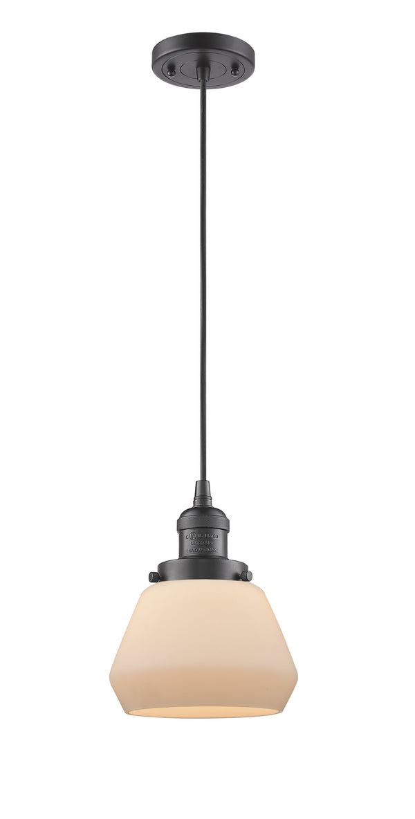 Innovations Lighting Fulton 1-100 watt 7 inch Oil Rubbed Bronze Mini Pendant  Matte White Cased glass 201COBG171