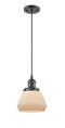 Innovations Lighting Fulton 1-100 watt 7 inch Oil Rubbed Bronze Mini Pendant  Matte White Cased glass 201COBG171