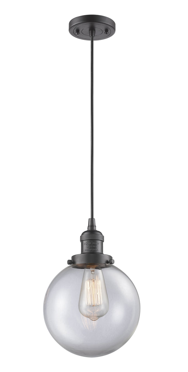 Innovations Lighting Beacon 1-100 watt 8 inch Oil Rubbed Bronze Mini Pendant  Clear glass 201COBG2028