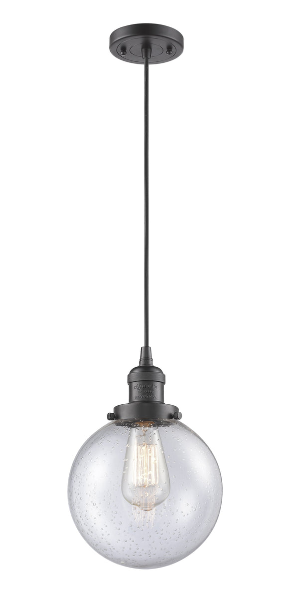 Innovations Lighting Beacon 1-100 watt 8 inch Oil Rubbed Bronze Mini Pendant  Seedy glass 201COBG2048