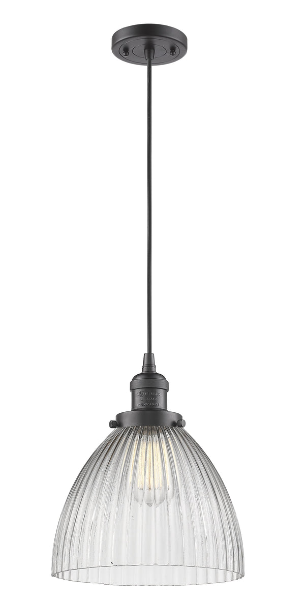 Innovations Lighting Seneca Falls 1-100 watt 9.5 inch Oil Rubbed Bronze Pendant  Clear glass 201COBG222