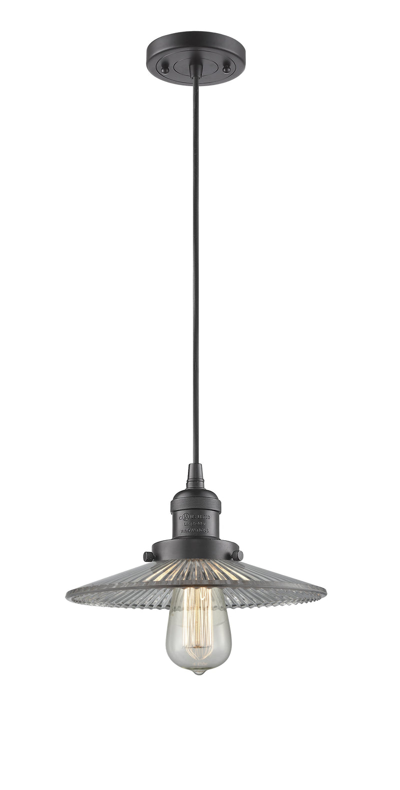 Innovations Lighting Halophane 1-100 watt 10 inch Oil Rubbed Bronze Mini Pendant  Halophane glass 201COBG2