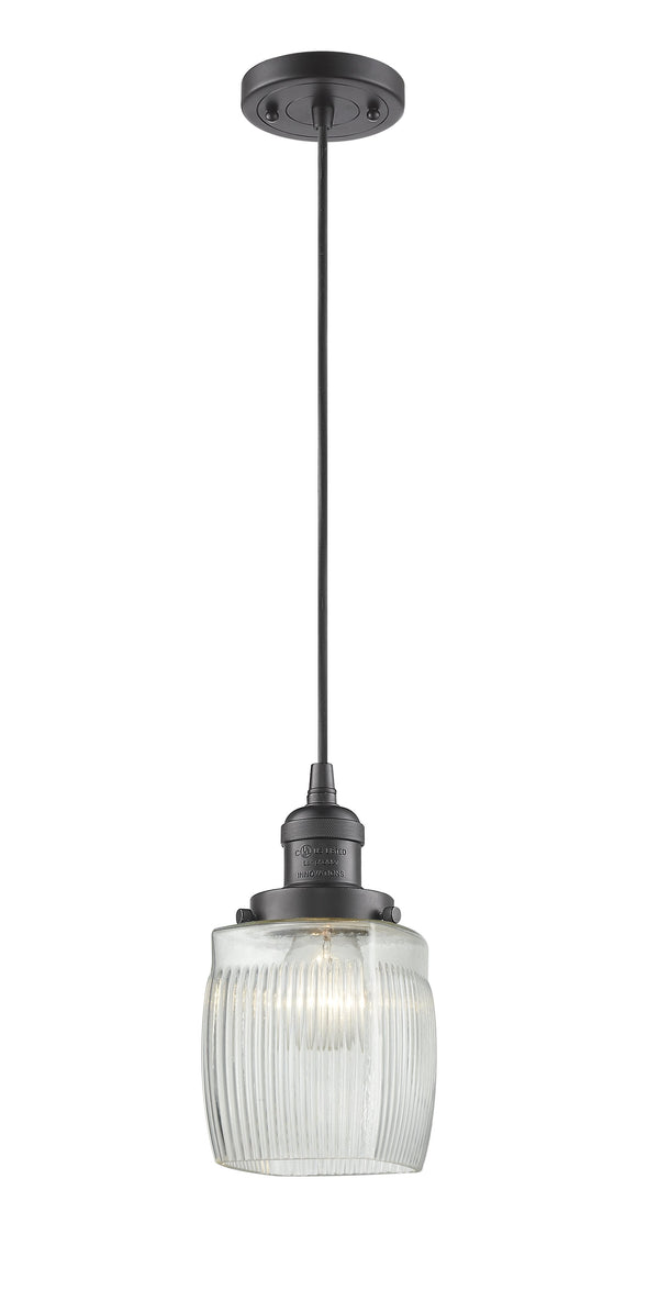 Innovations Lighting Colton 1-100 watt 8 inch Oil Rubbed Bronze Mini Pendant  Thick Clear Halophane glass 201COBG302