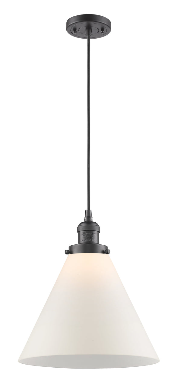 Innovations Lighting X-Large Cone 1-100 watt 12 inch Oil Rubbed Bronze Mini Pendant  Matte White Cased glass 201COBG41L