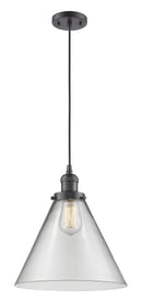 Innovations Lighting X-Large Cone 1-100 watt 12 inch Oil Rubbed Bronze Mini Pendant  Clear glass 201COBG42L