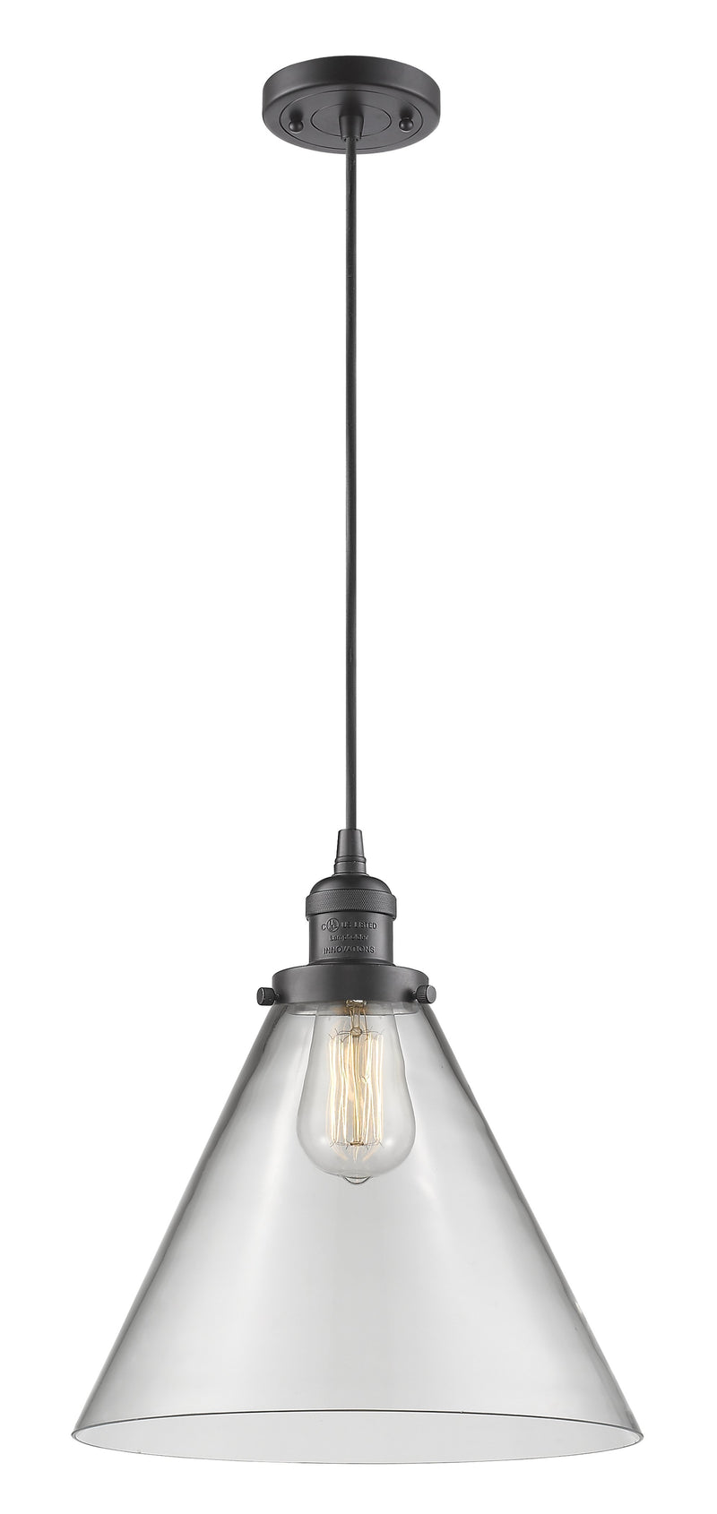 Innovations Lighting X-Large Cone 1-100 watt 12 inch Oil Rubbed Bronze Mini Pendant  Clear glass 201COBG42L