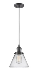 Innovations Lighting Large Cone 1-100 watt 8 inch Oil Rubbed Bronze Mini Pendant  Clear glass 201COBG42