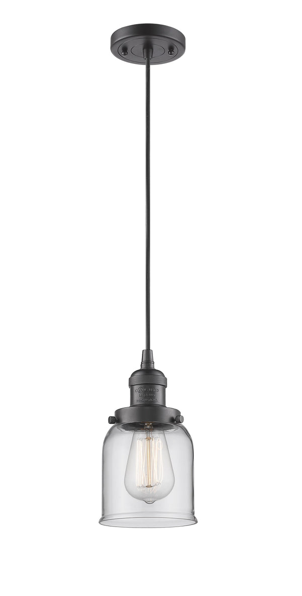 Innovations Lighting Small Bell 1-100 watt 5 inch Oil Rubbed Bronze Mini Pendant  Clear glass 201COBG52