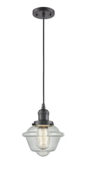 Innovations Lighting Small Oxford 1-100 watt 8 inch Oil Rubbed Bronze Mini Pendant  Seedy glass 201COBG534